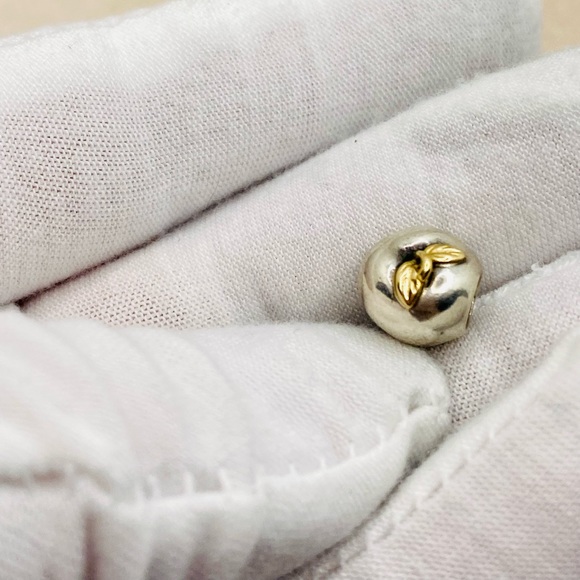 EUC Pandora 791026 Sterling Silver & 14k Gold Education Apple of My Eye Charm - Picture 3 of 7